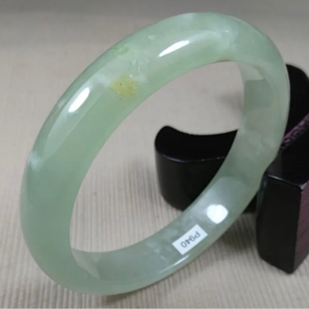 Grade A 61mm Icy Green Burma Jadeite Jade Bangle Bracelet Certified